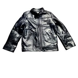 LJYH Faux Leather Black Youth Unisex Jacket Size 4/5 T